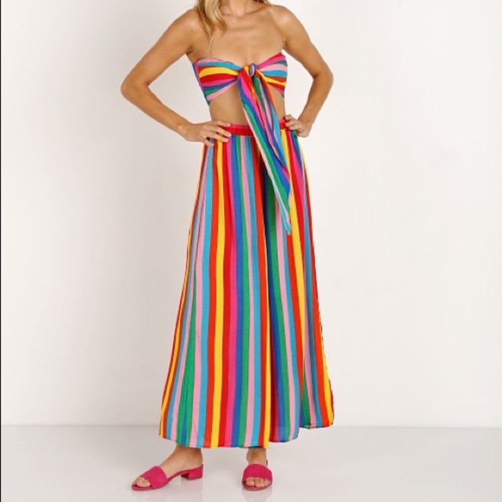 Show Me Your MuMu Rainbow Explorer Tie-Front Crop Top and Pants set